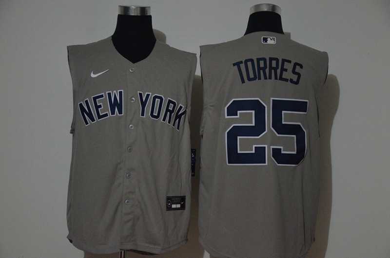 Yankees 25 Gleyber Torres Gray Nike Cool Base Sleeveless Jersey,We sell and wholesale Yankees 25 Gleyber Torres Gray Nike Cool Base Sleeveless Jersey on line form chian!